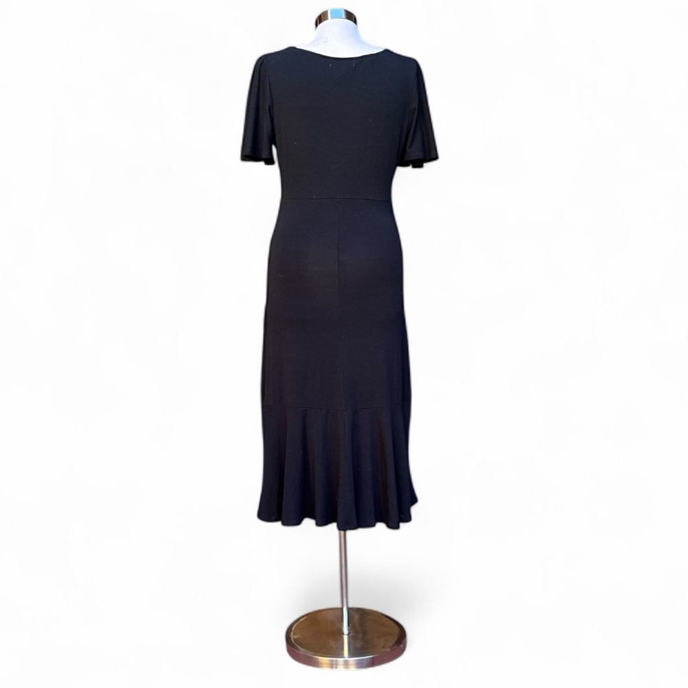 VINTAGE Y2K FREE PEOPLE DEEP V FLUTTER SLEEVE BLACK MIDI DRESS BOHO FAIRYCORE - Picture 9 of 14